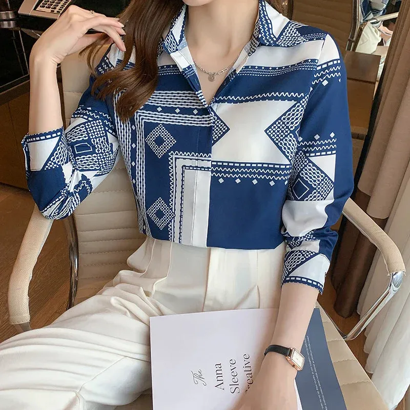 printing ladies shirts Women's Blouses Spring Autumn Long Sleeve Shirts Tops