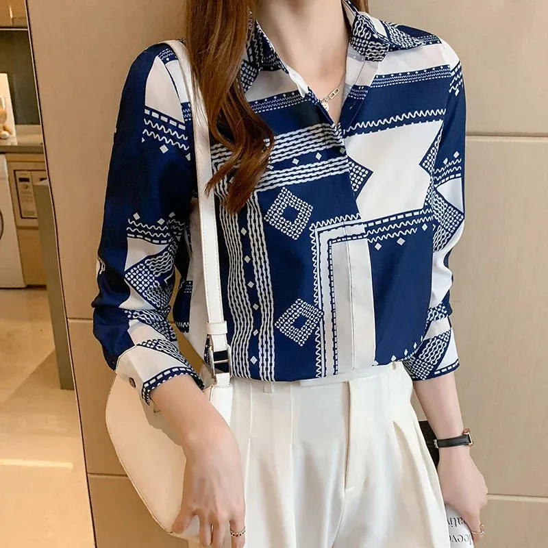 printing ladies shirts Women's Blouses Spring Autumn Long Sleeve Shirts Tops