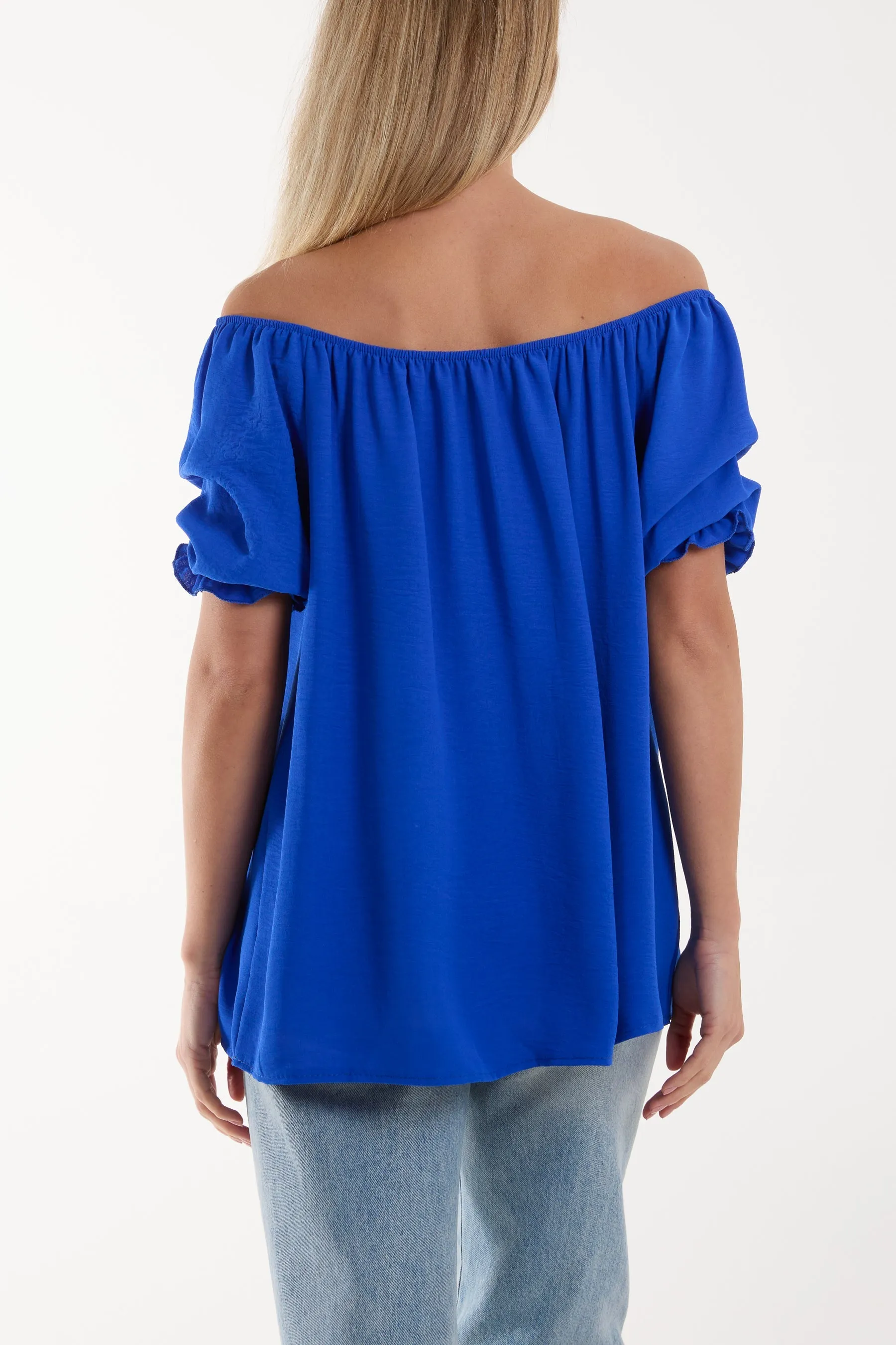 Puff Sleeve Smock Bardot Top