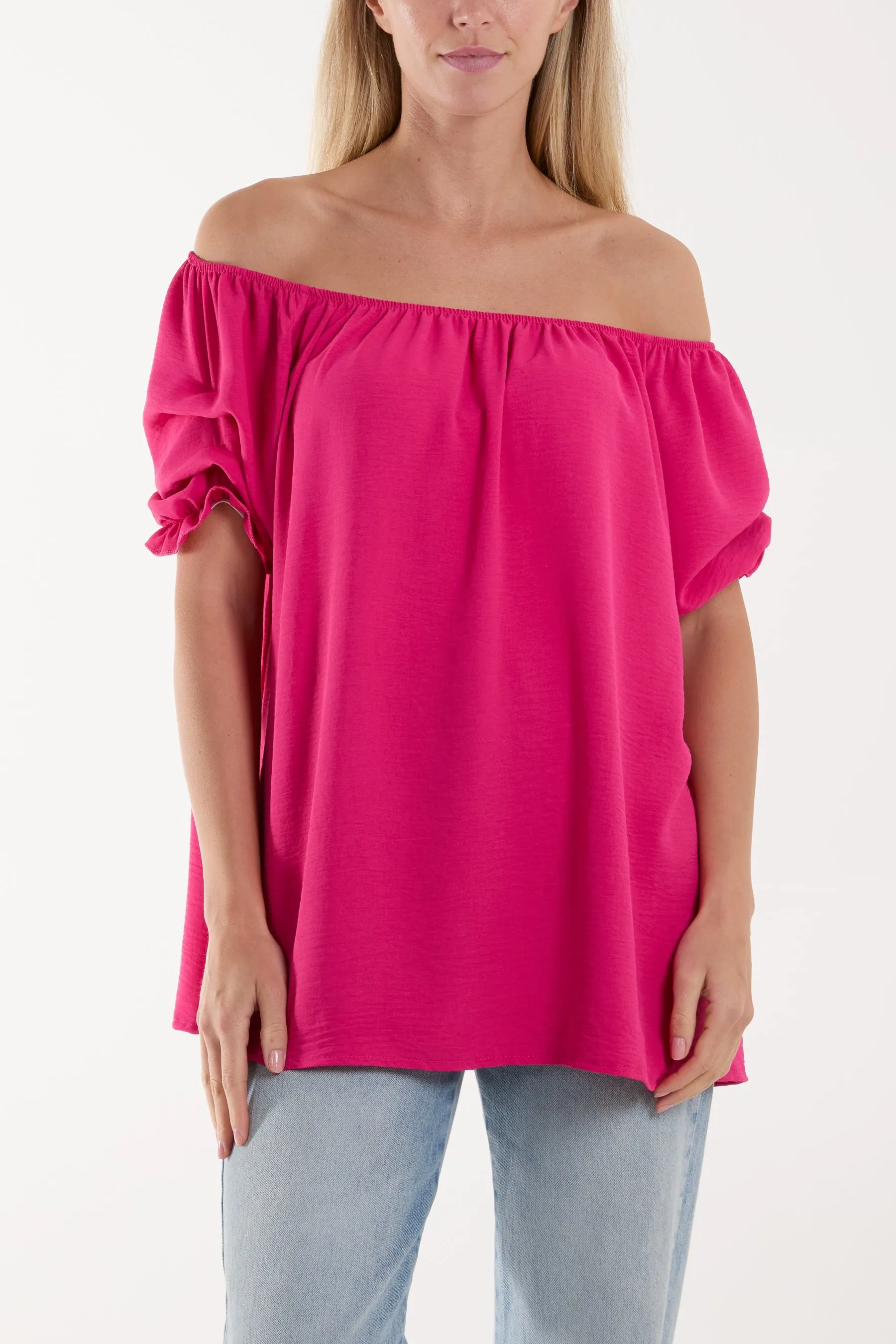 Puff Sleeve Smock Bardot Top
