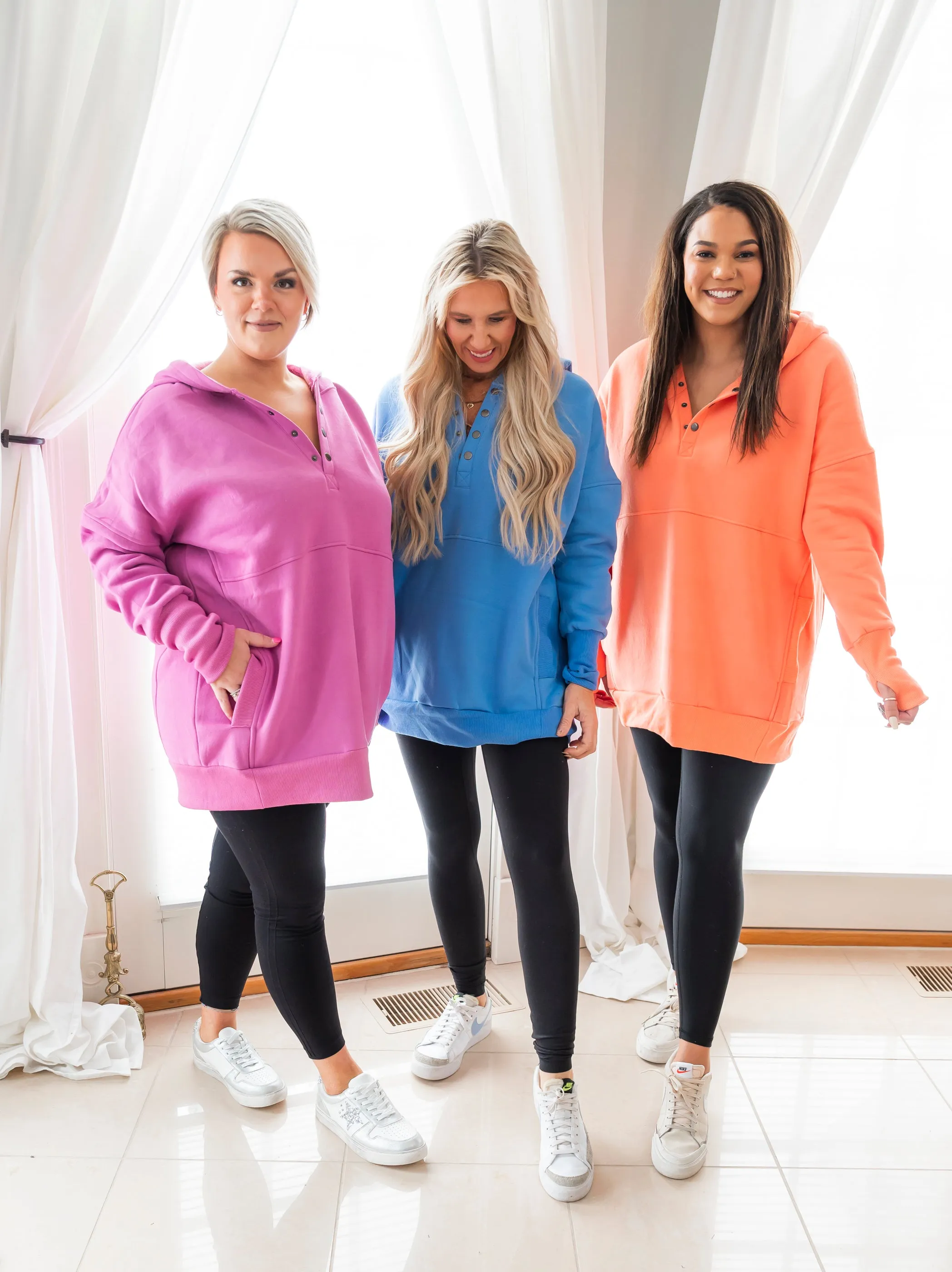 Purple Never Take Off Button Front Tunic Hoodie with Pockets by Salty Wave *DEAL-FINAL SALE