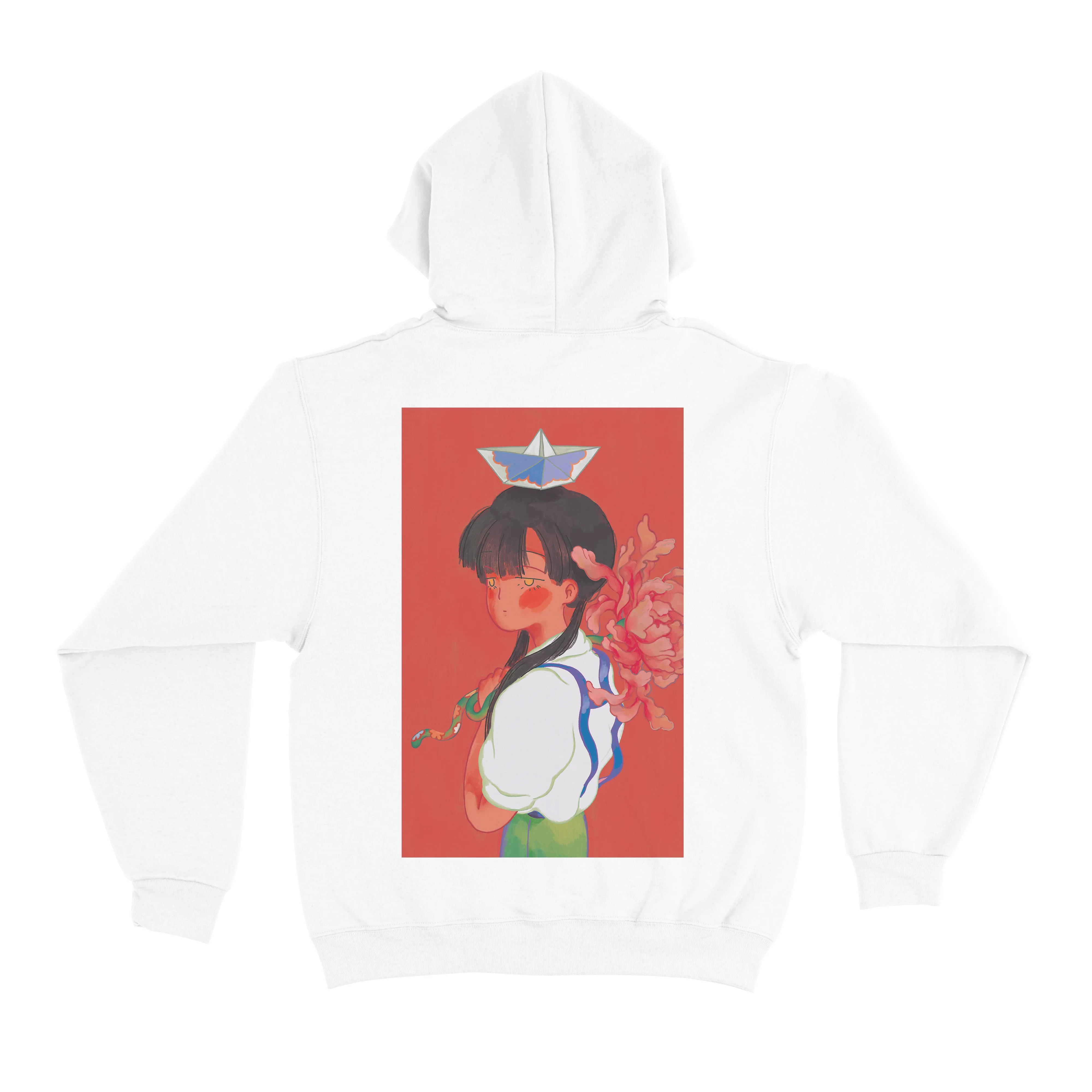 "Paper Boat" Basic Hoodie White