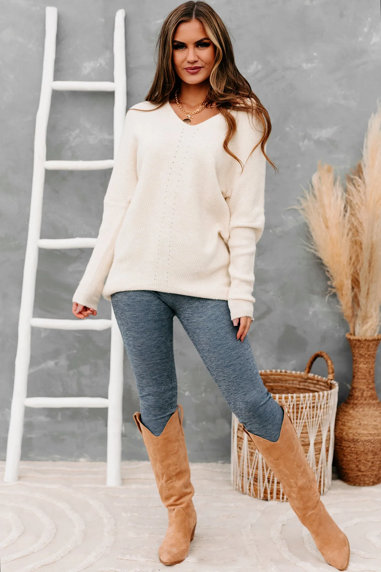 Rhetorical Response Oversized Ribbed Sweater (Cream)