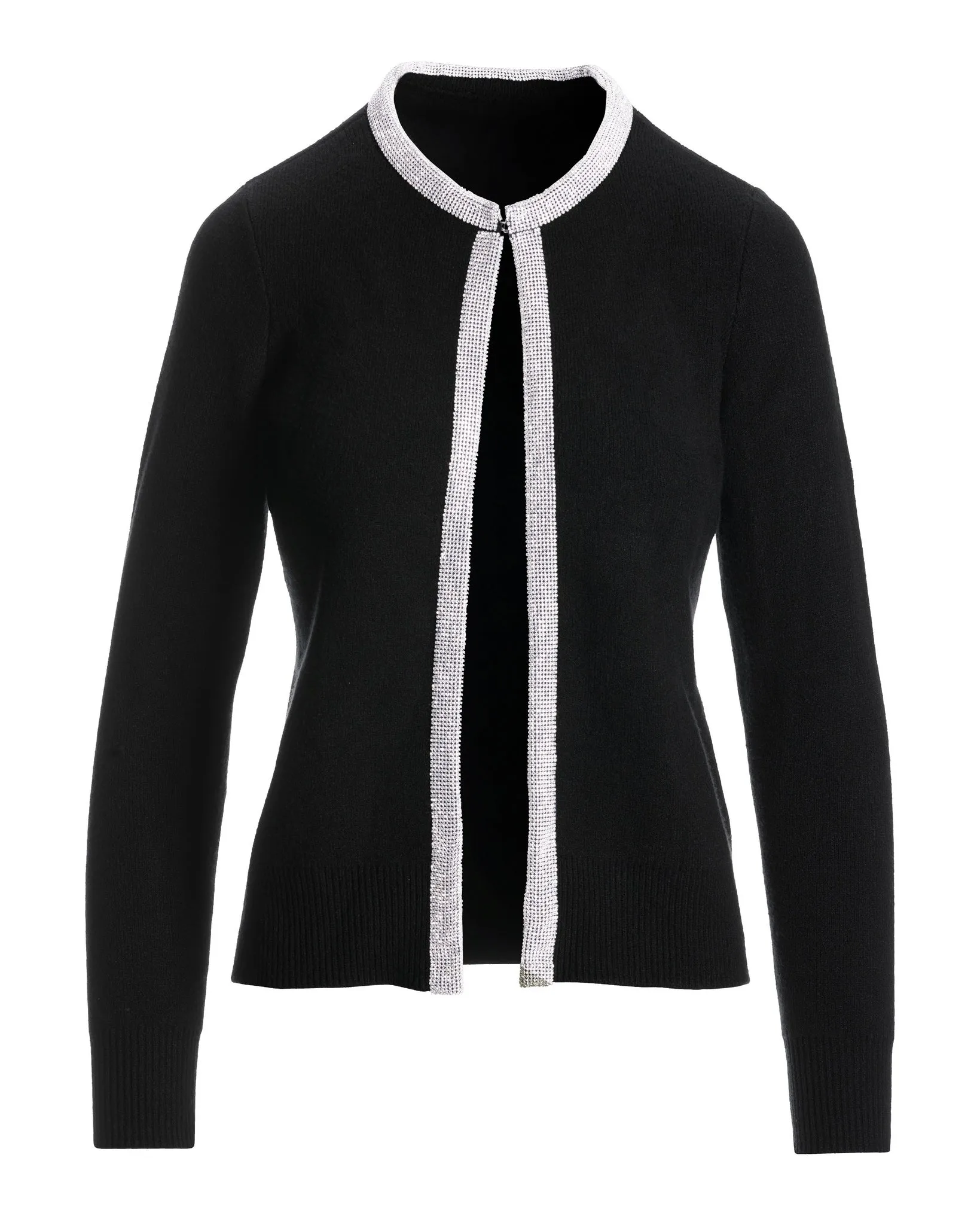 Rhinestone Trim Cardigan Black
