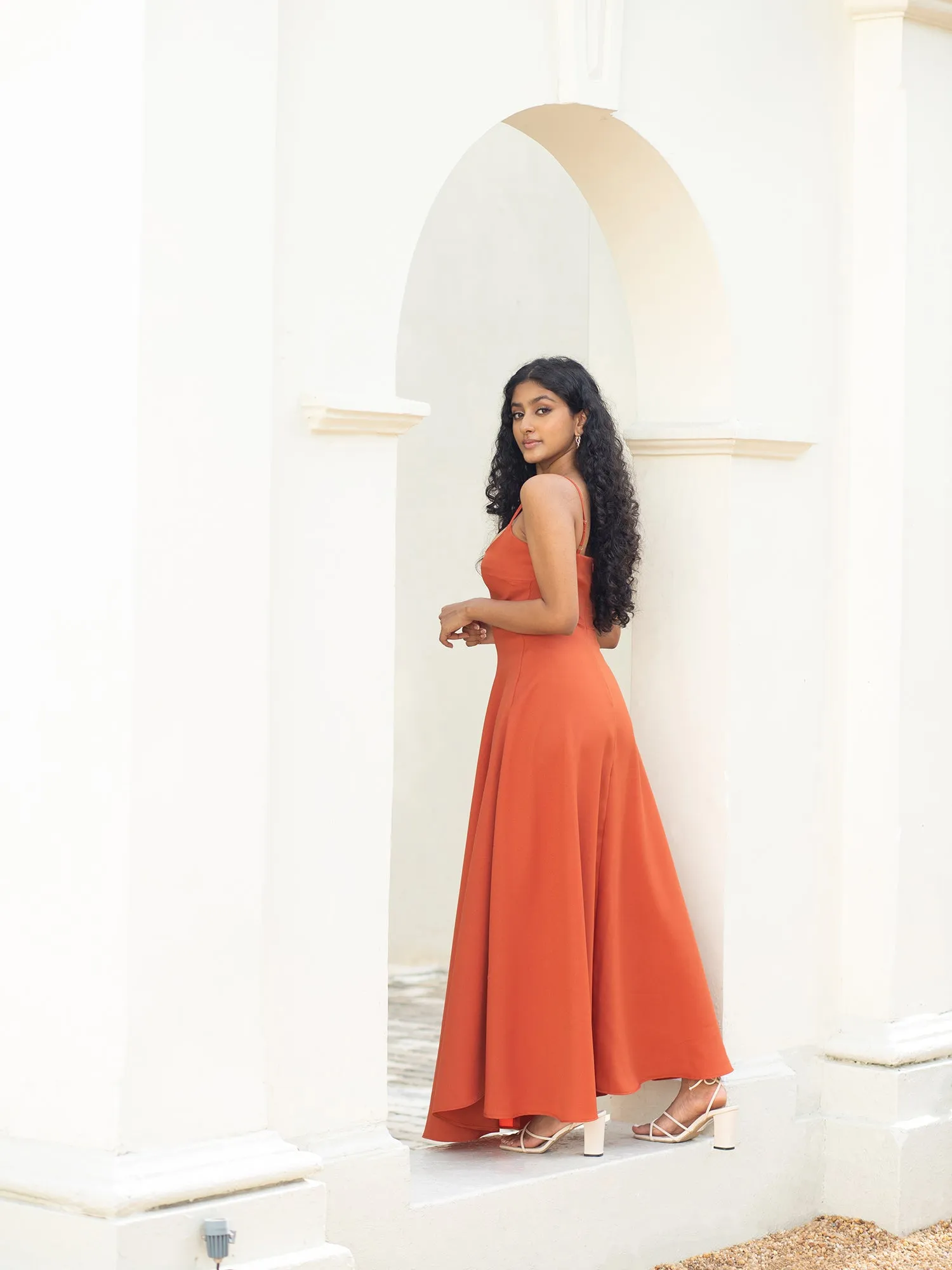 Round Neck Flared Maxi Dress