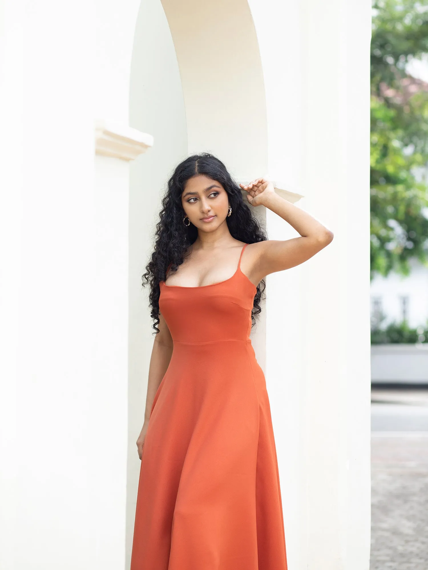 Round Neck Flared Maxi Dress