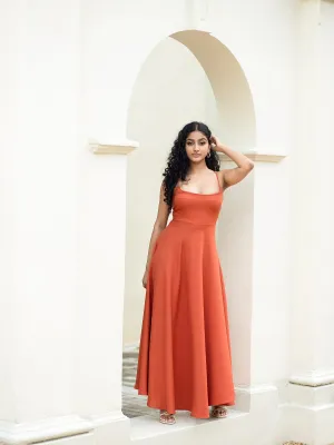 Round Neck Flared Maxi Dress