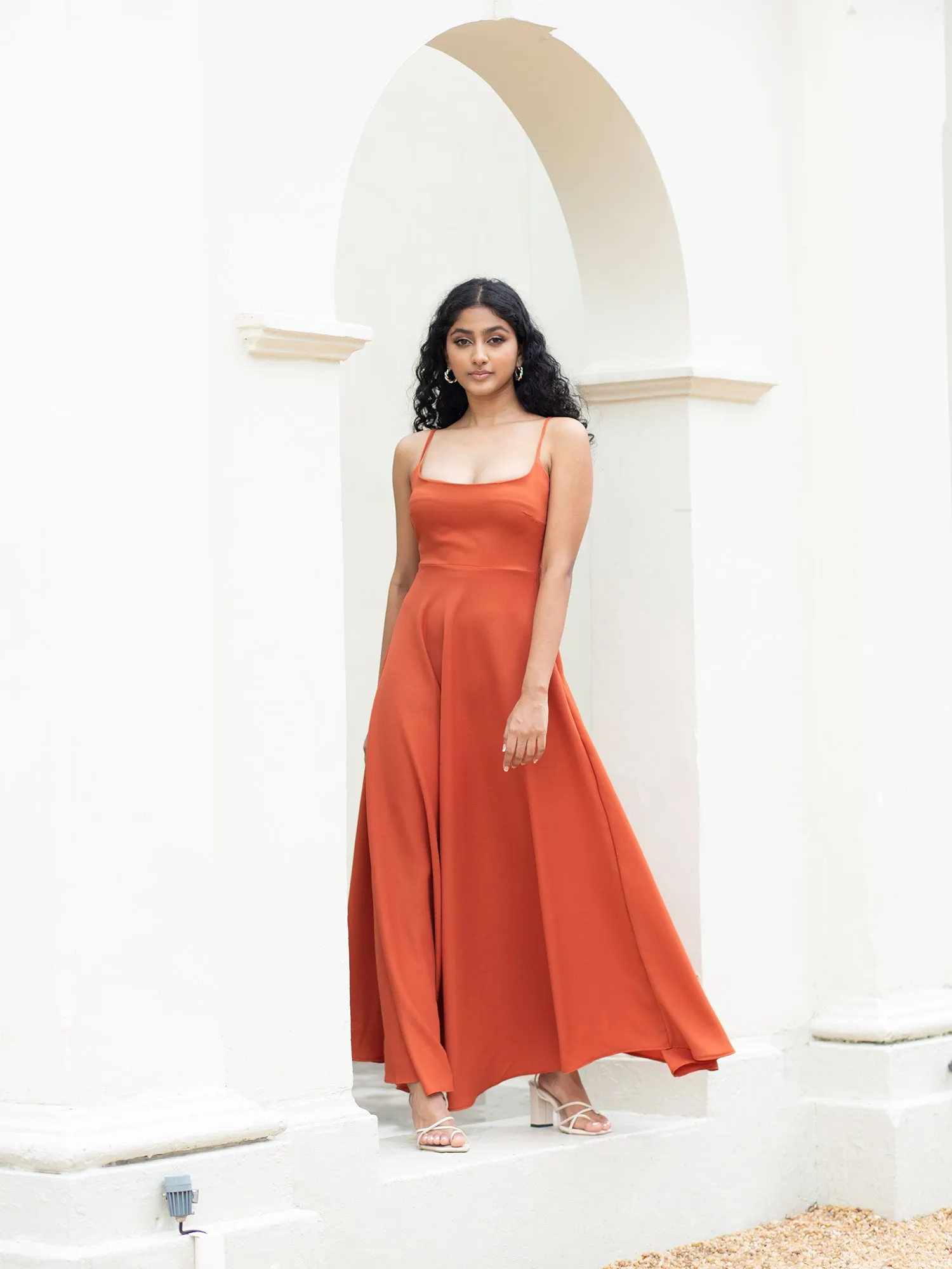 Round Neck Flared Maxi Dress
