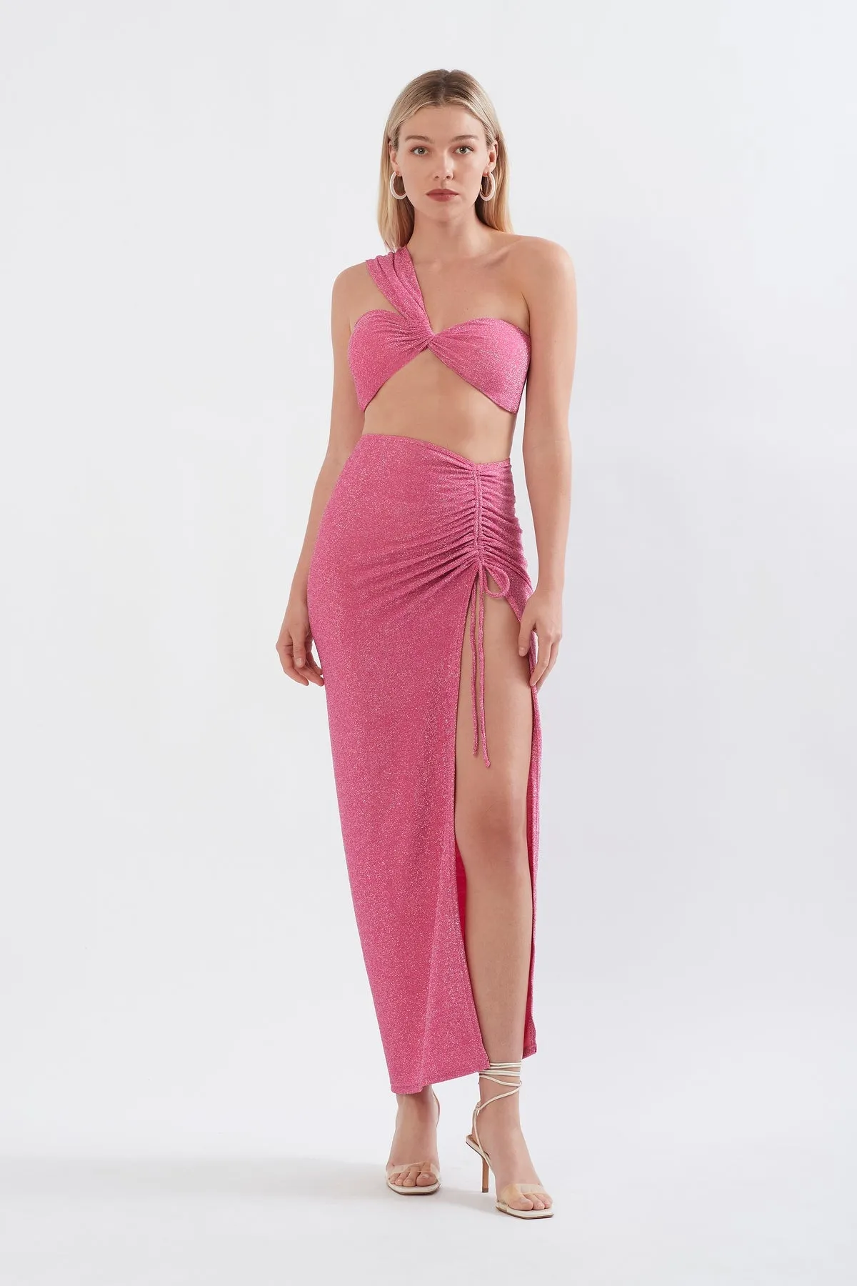 RUCHED MAXI SKIRT