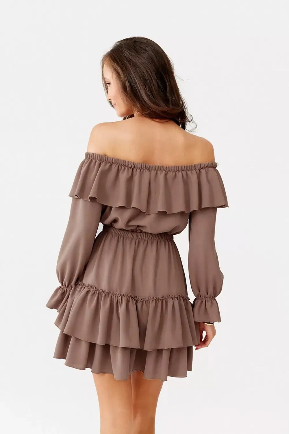 Ruffled Sleeve Flared Midi Dress