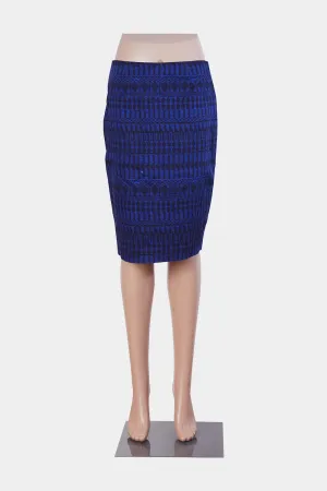 SABA Blue and Black Printed Pencil Skirt