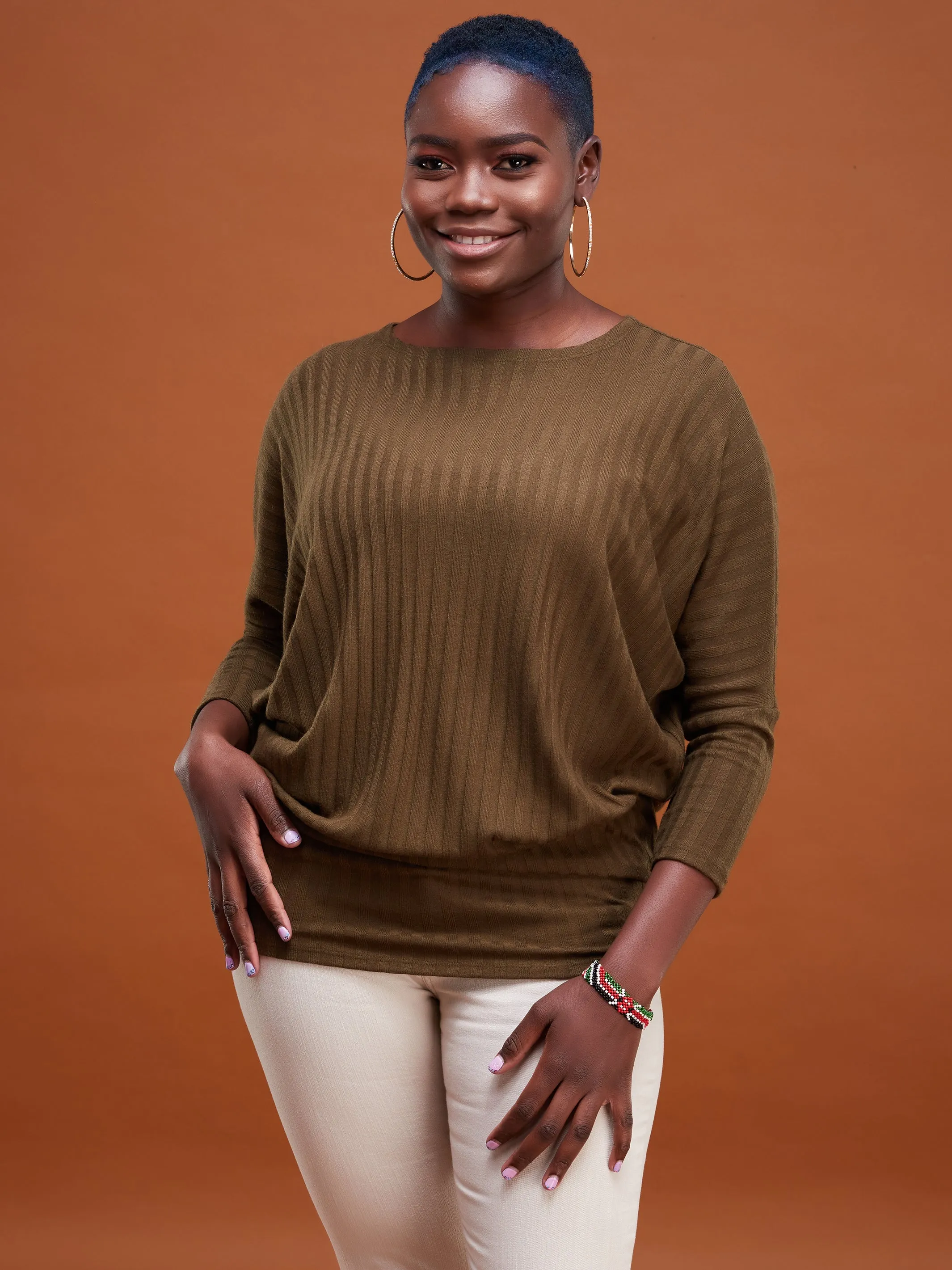 Safari Basic Tunic Dolman Sweater Top - Hunters Green