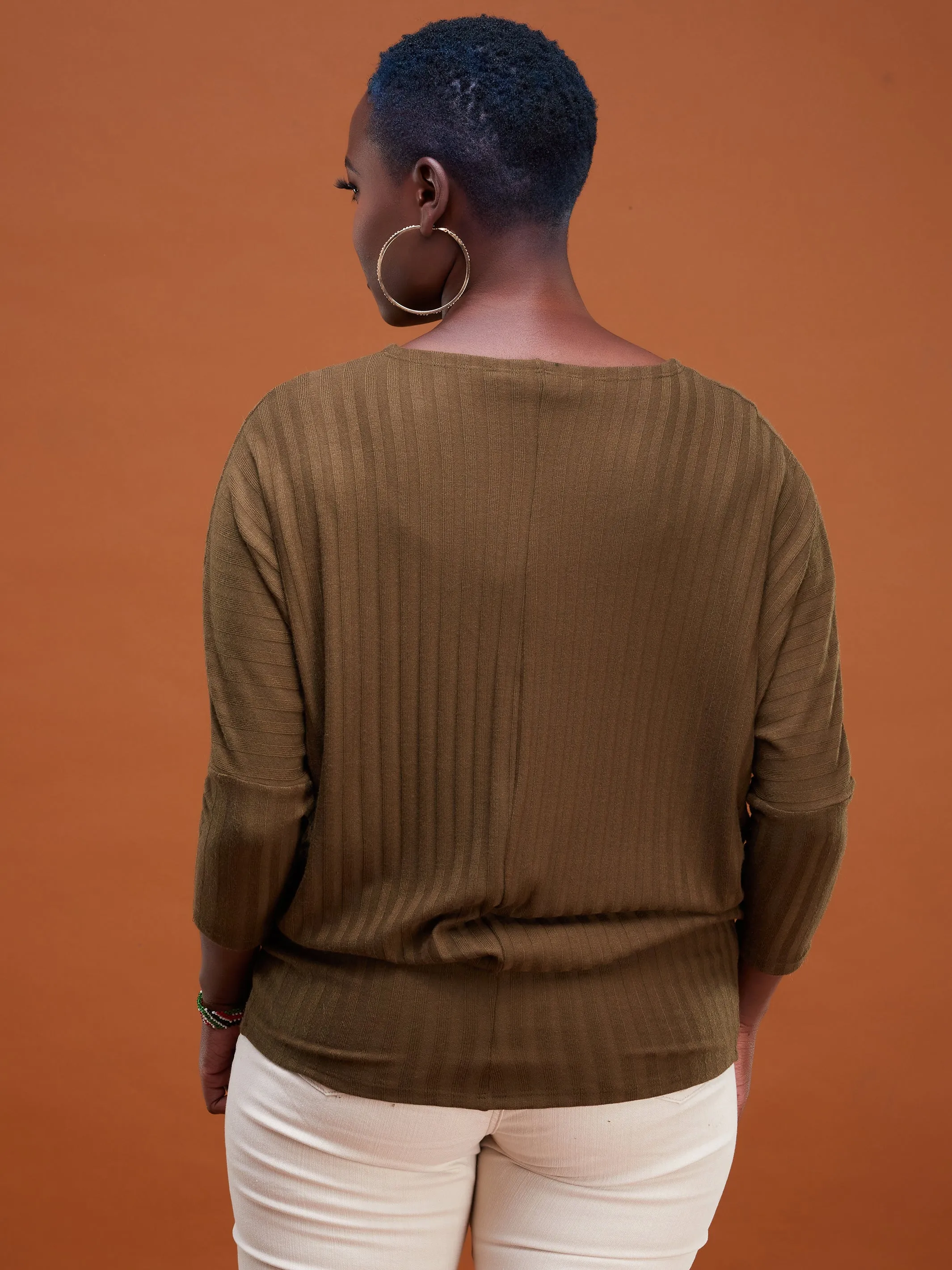 Safari Basic Tunic Dolman Sweater Top - Hunters Green