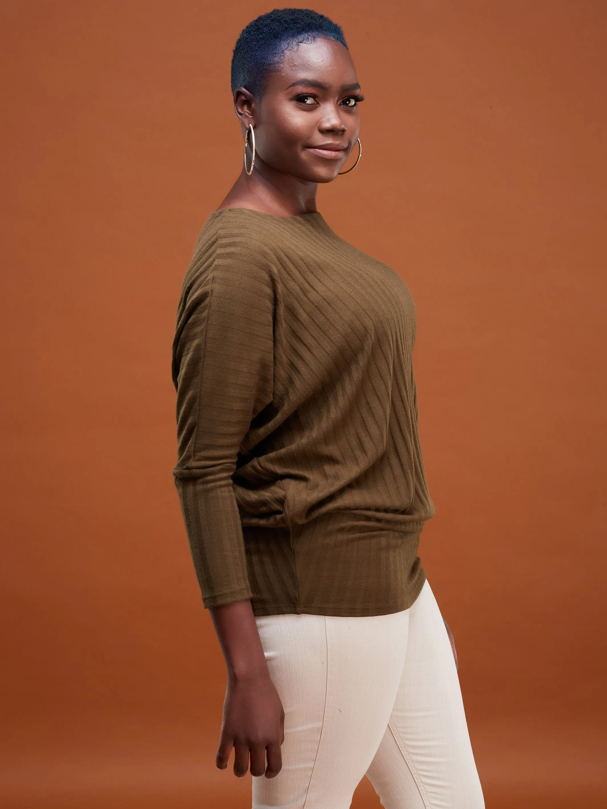 Safari Basic Tunic Dolman Sweater Top - Hunters Green
