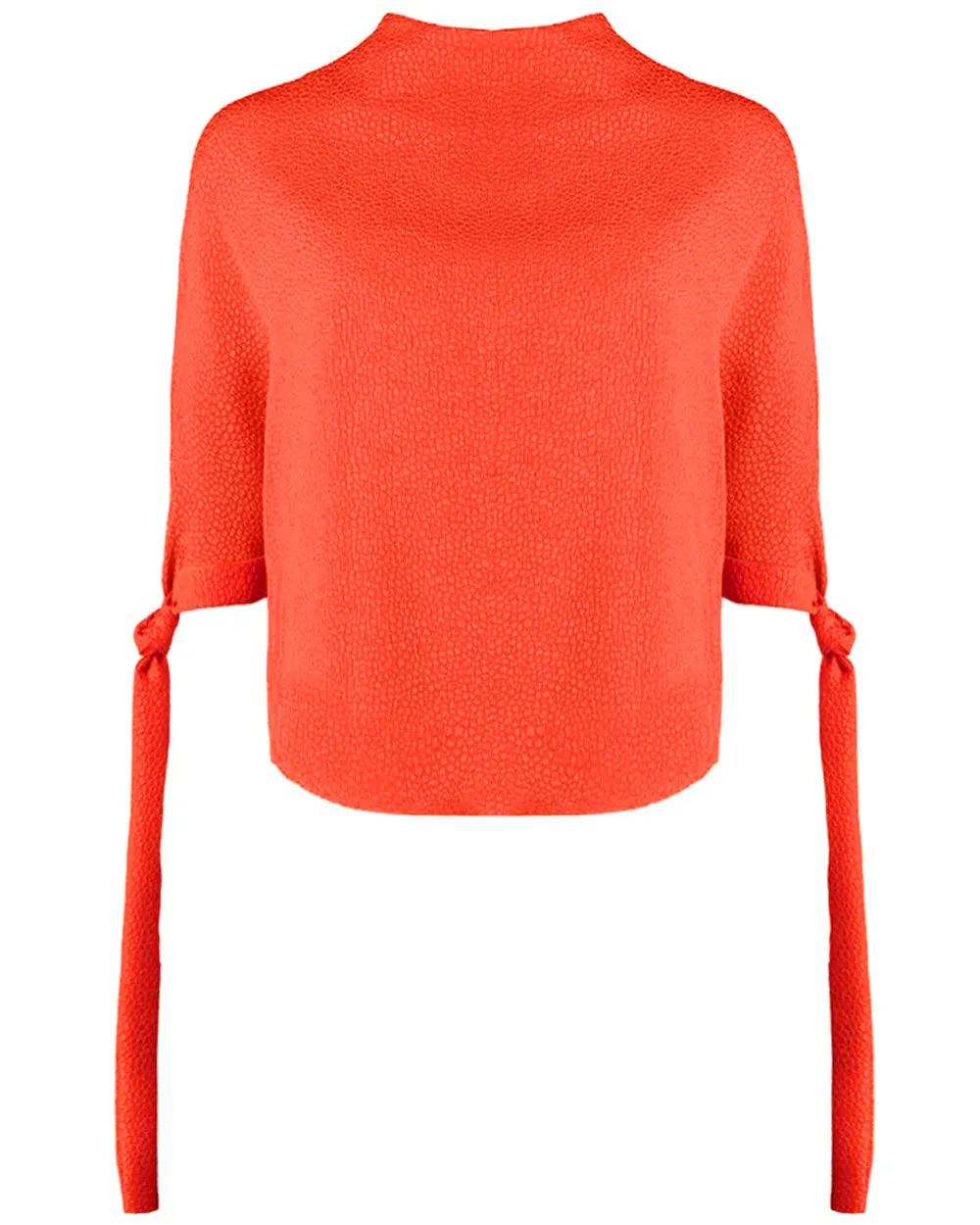 Scarlet Flou Bubble Jacquard Pedernal Top