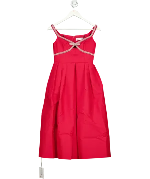 Self-Portrait Bow-embellished Midi Dress In Red UK 12