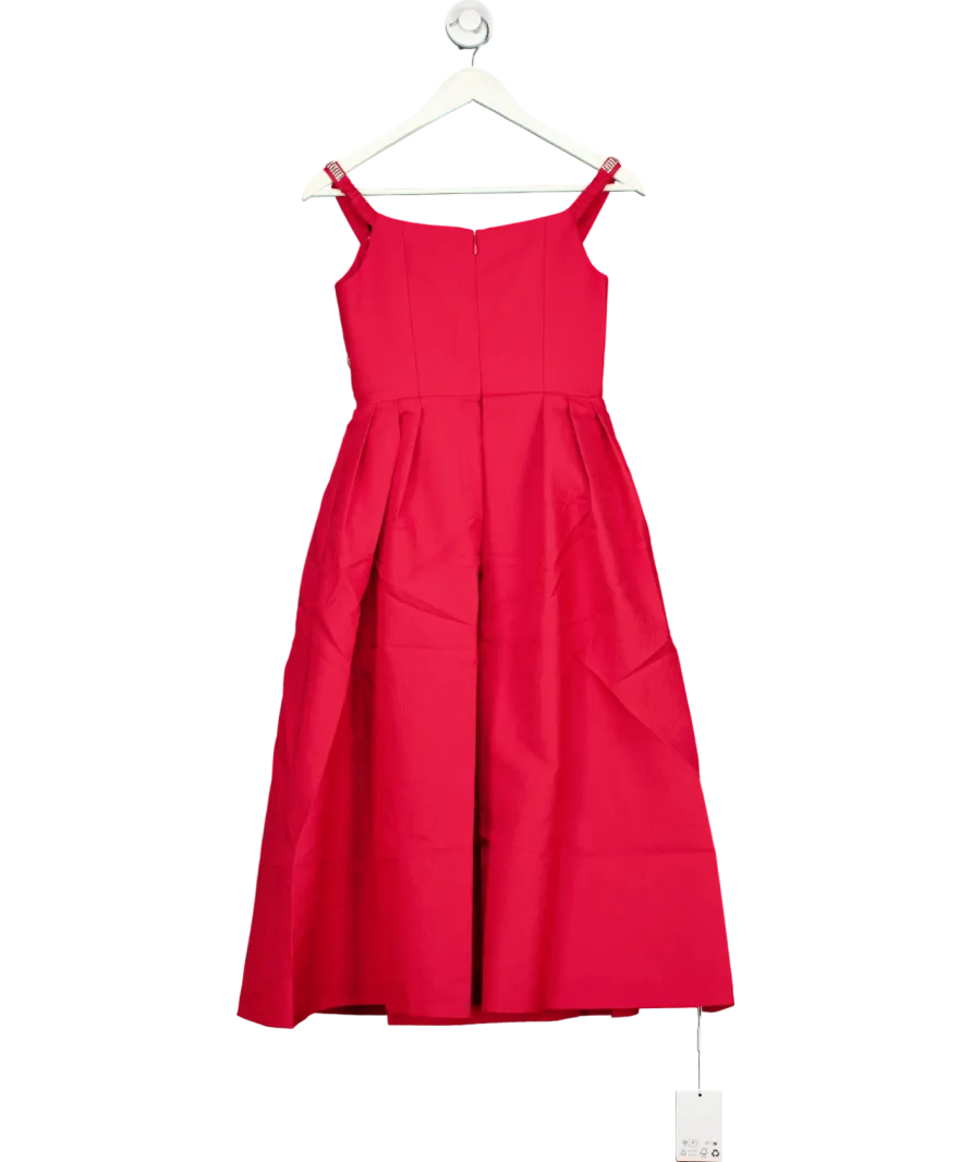 Self-Portrait Bow-embellished Midi Dress In Red UK 12