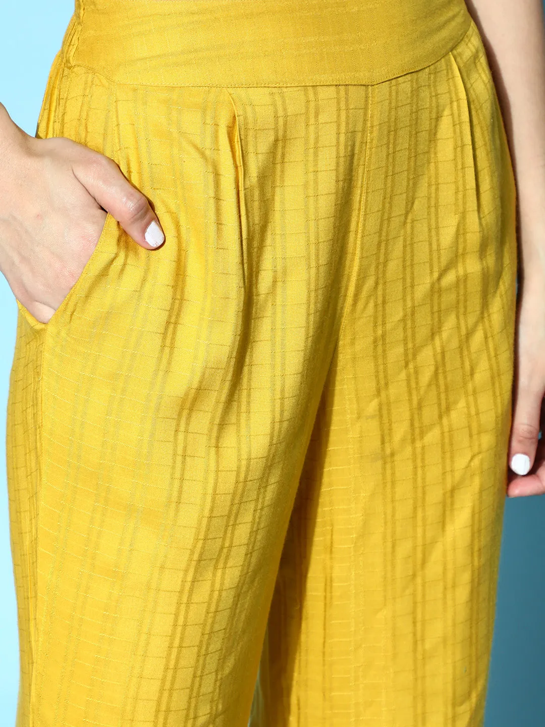 Self Weave Rayon Mustard Co-ords Set