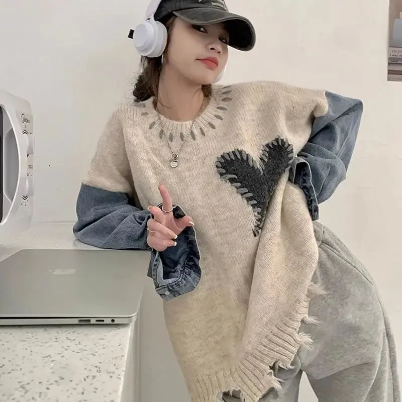 Shabby Style O-Neck Sweater