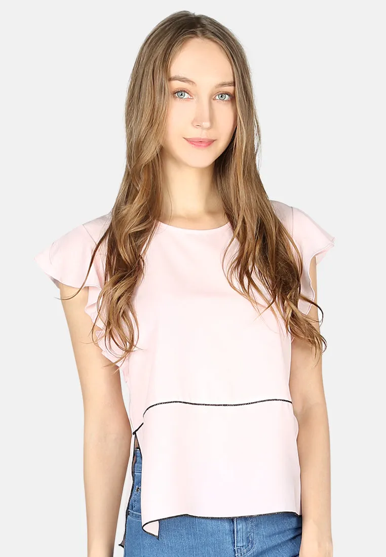 short flutter sleeve casual top
