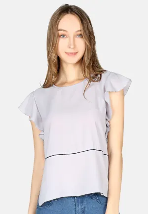 short flutter sleeve casual top