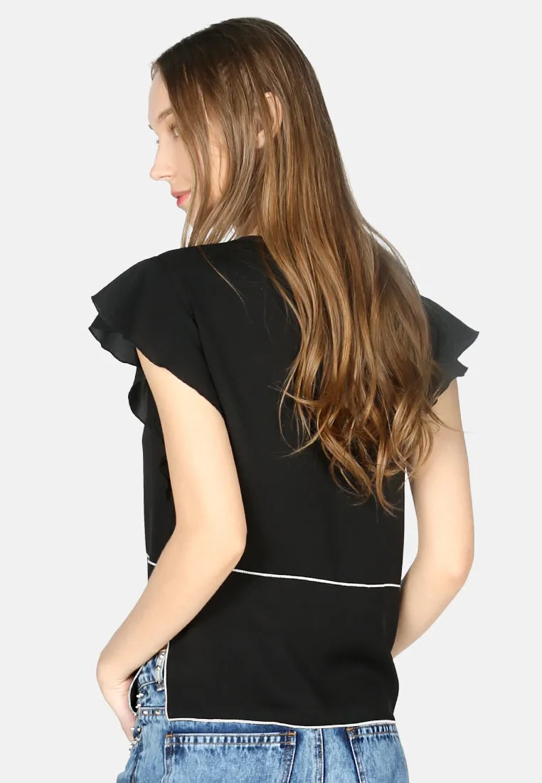 short flutter sleeve casual top