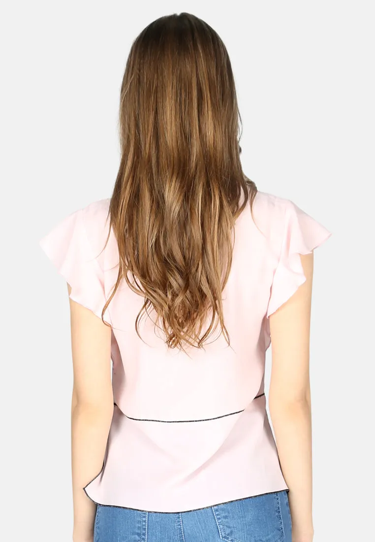 short flutter sleeve casual top