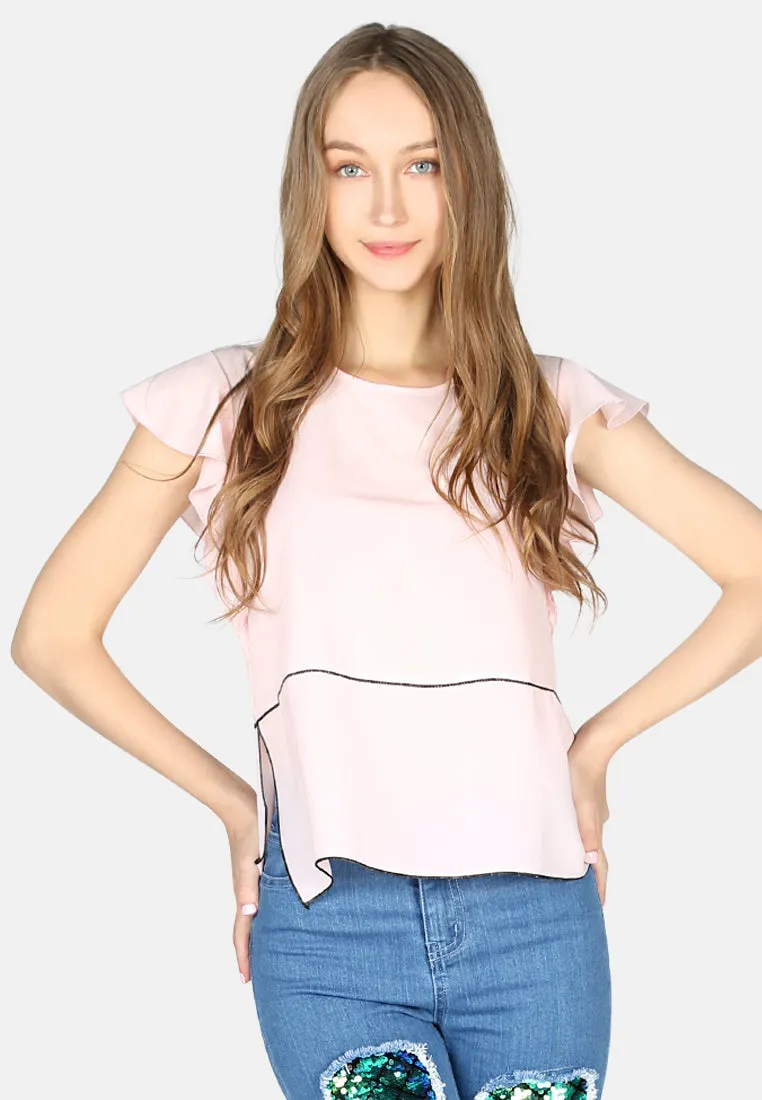 short flutter sleeve casual top