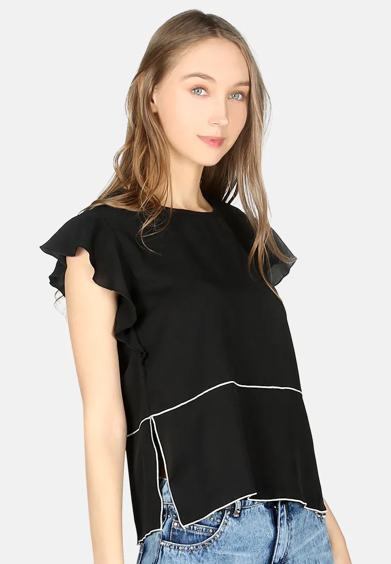 short flutter sleeve casual top