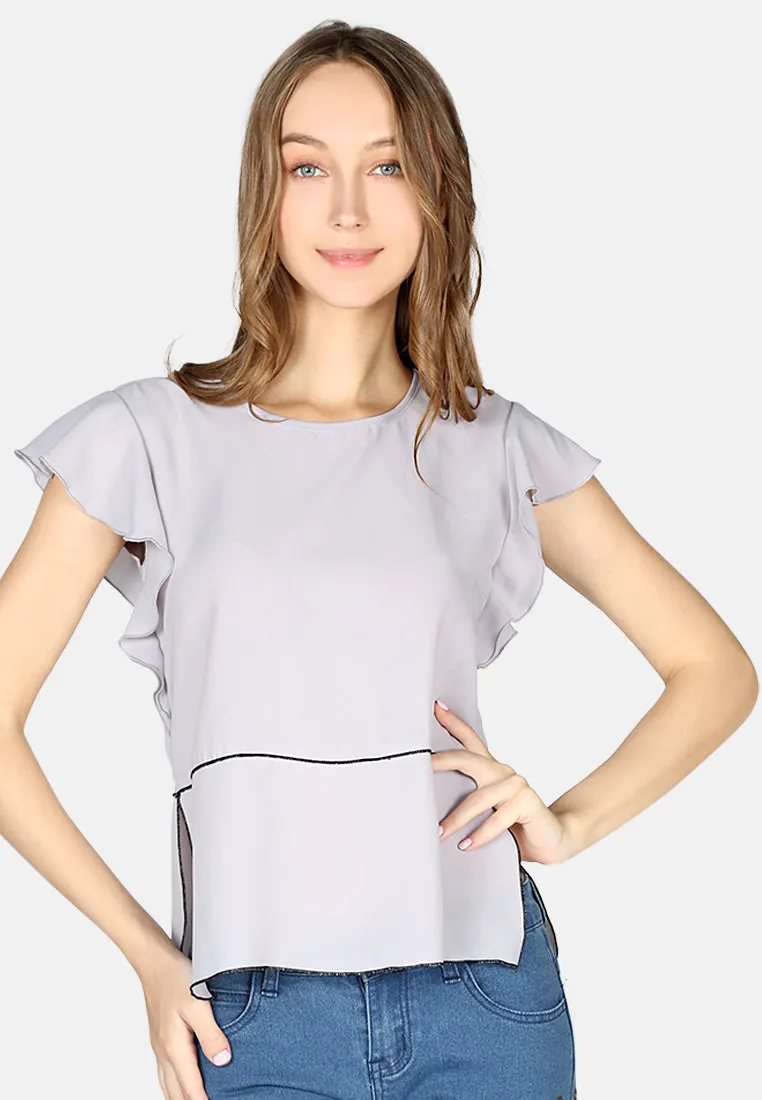 short flutter sleeve casual top