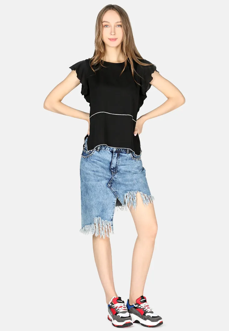 short flutter sleeve casual top