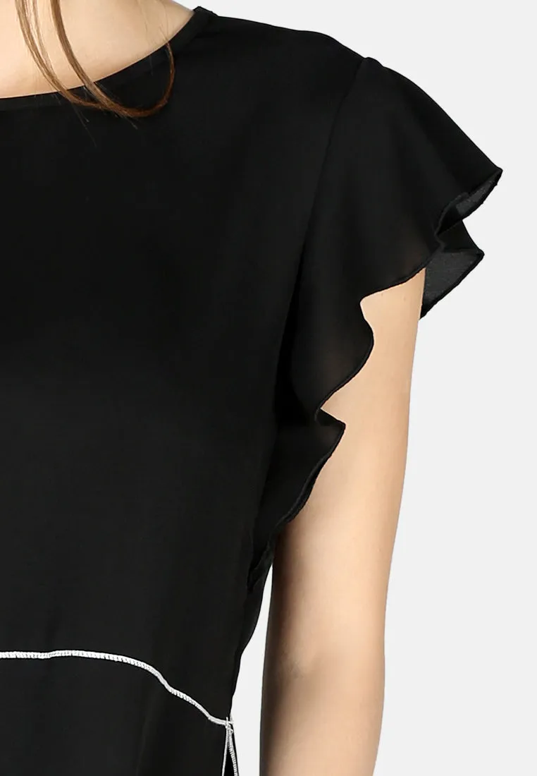 short flutter sleeve casual top