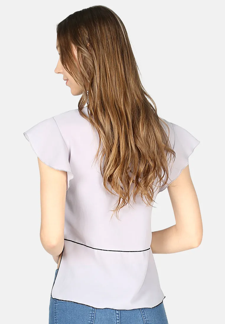short flutter sleeve casual top