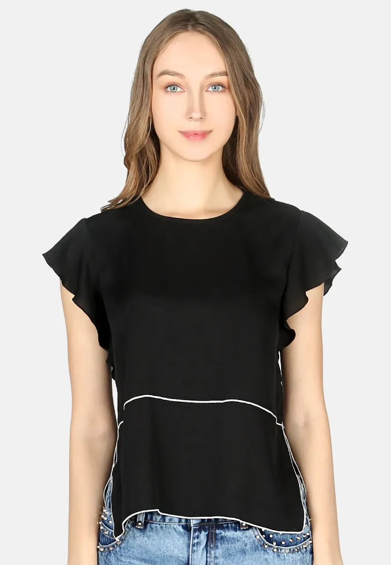 short flutter sleeve casual top