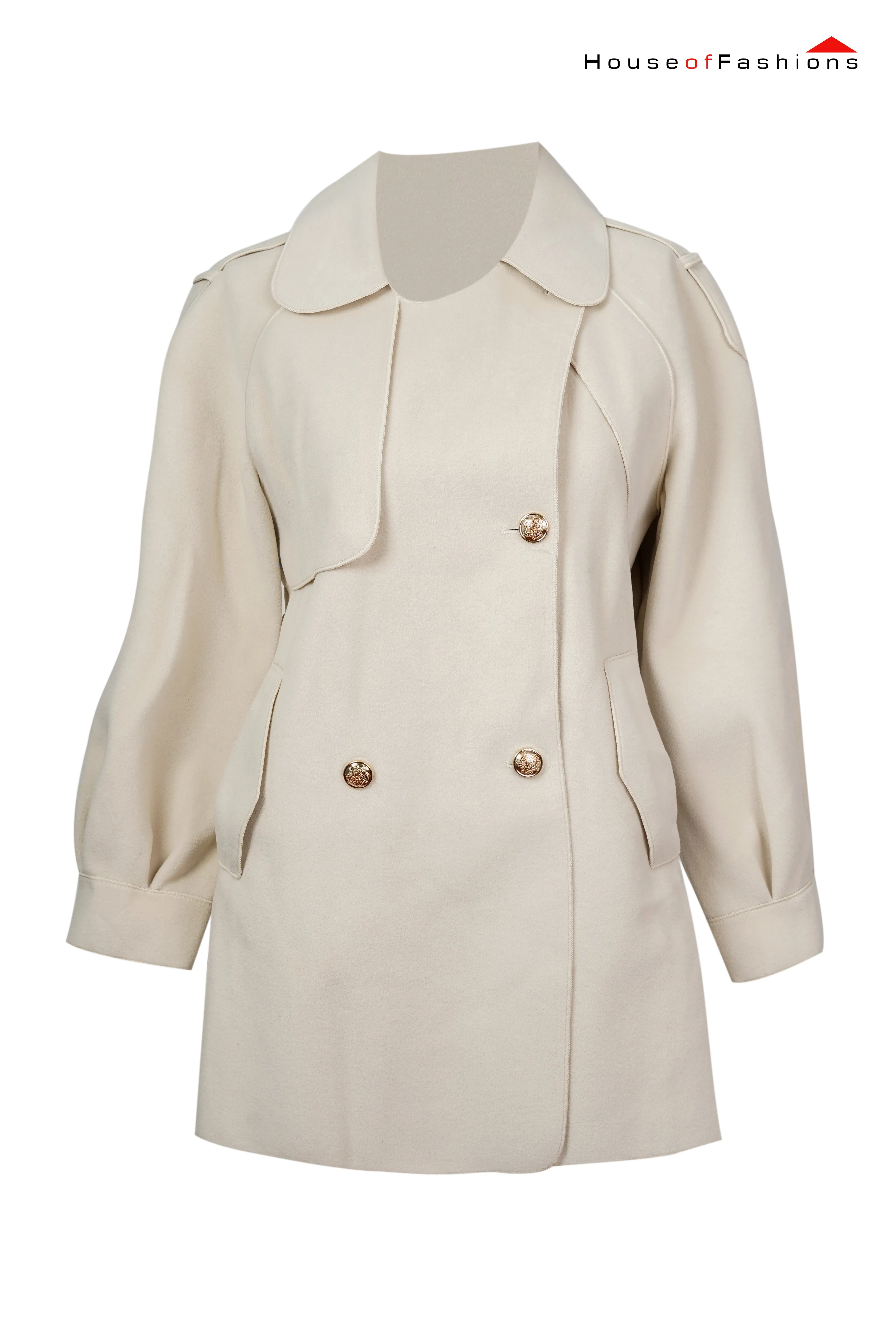 Short two-row trench coat with a high cotton content