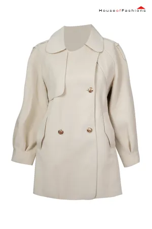 Short two-row trench coat with a high cotton content