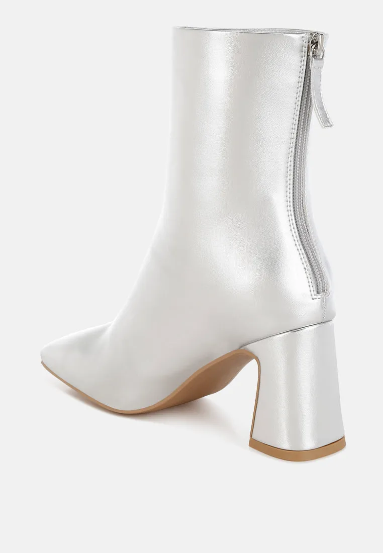 Simba Square Toe Metallic Ankle Boots