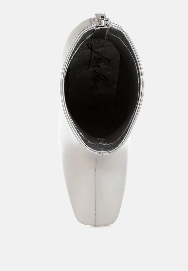 Simba Square Toe Metallic Ankle Boots