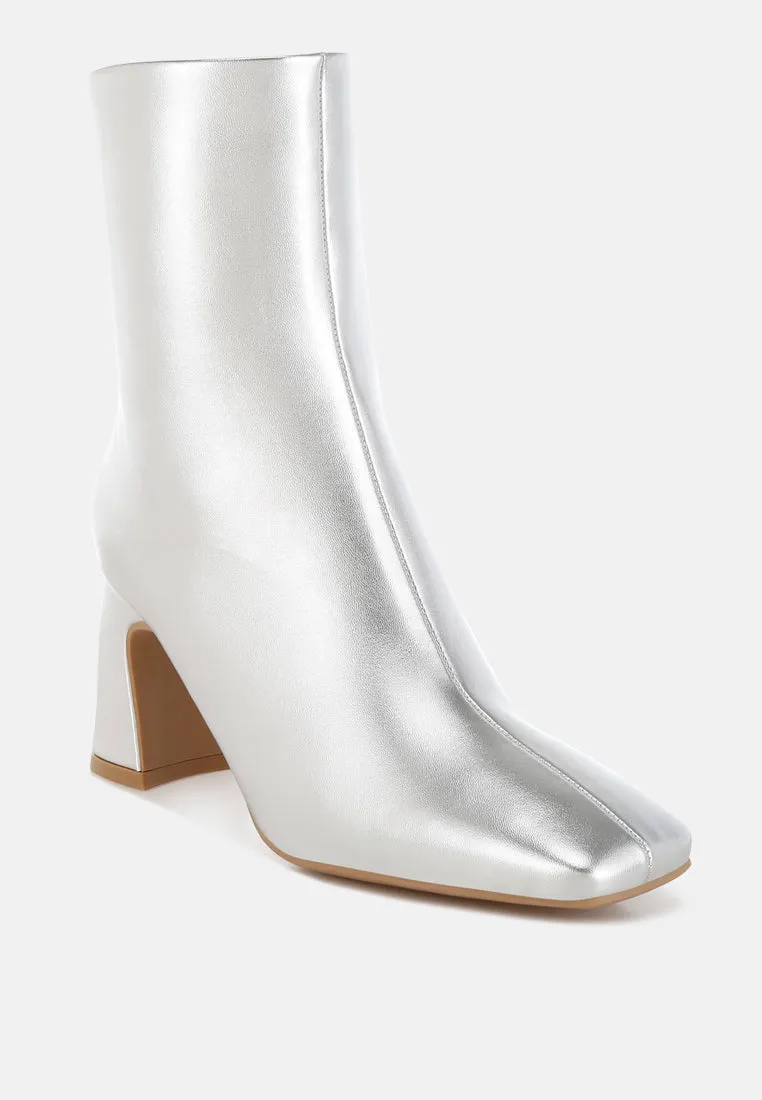 Simba Square Toe Metallic Ankle Boots