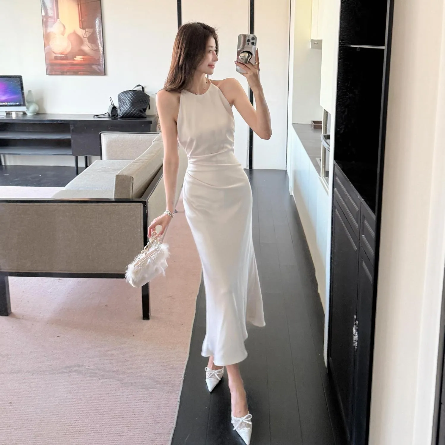 Slinky Shirred Cami Dress with a Flattering Fit