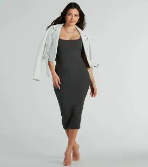 So Effortless Ribbed Knit Bodycon Midi Dress