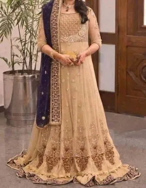 Soft Skin bridal dress with combination of copper and gold # B1952