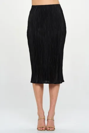 Solid Plisse Midi Skirt