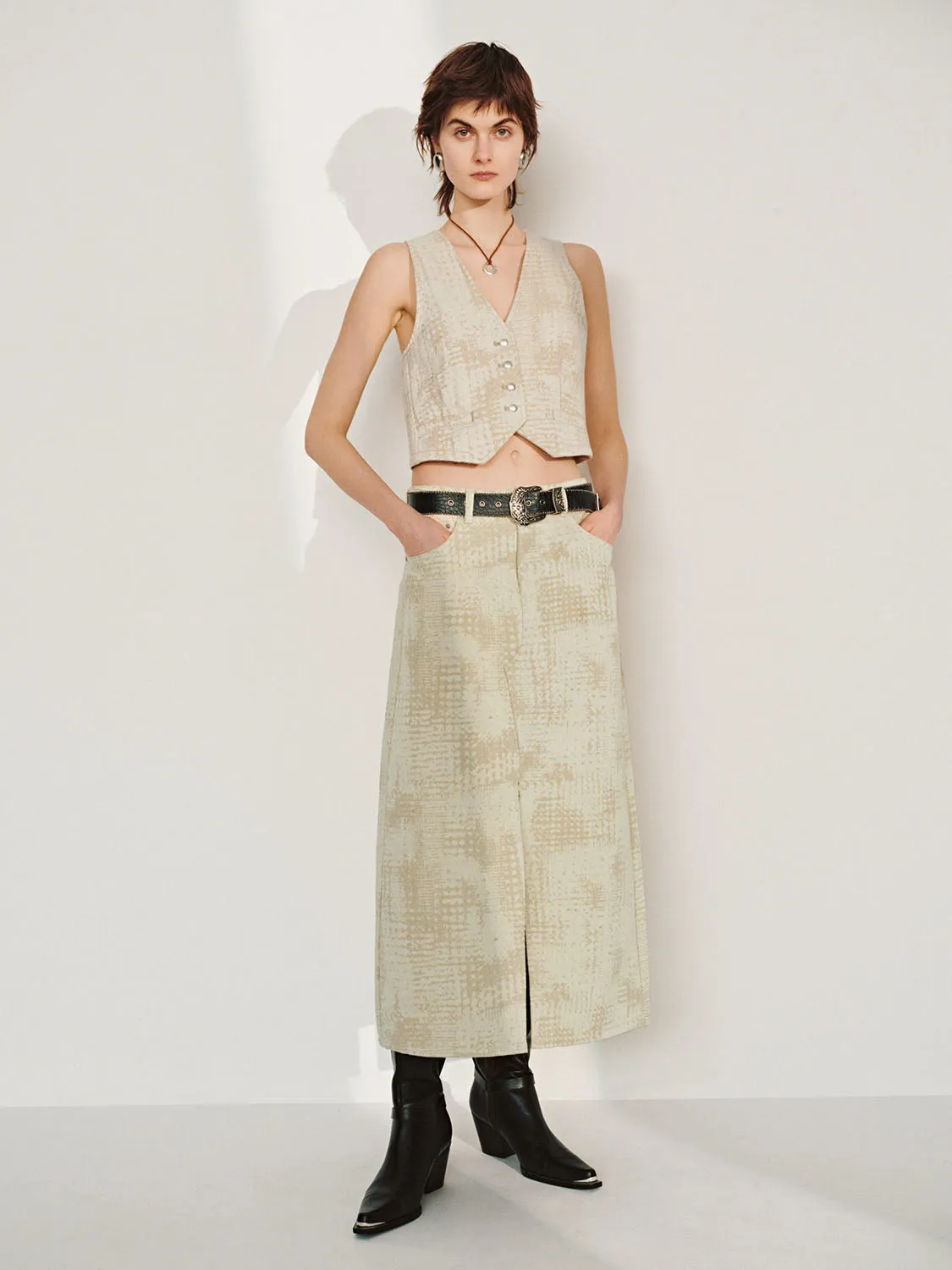 Split Hem Denim Skirts