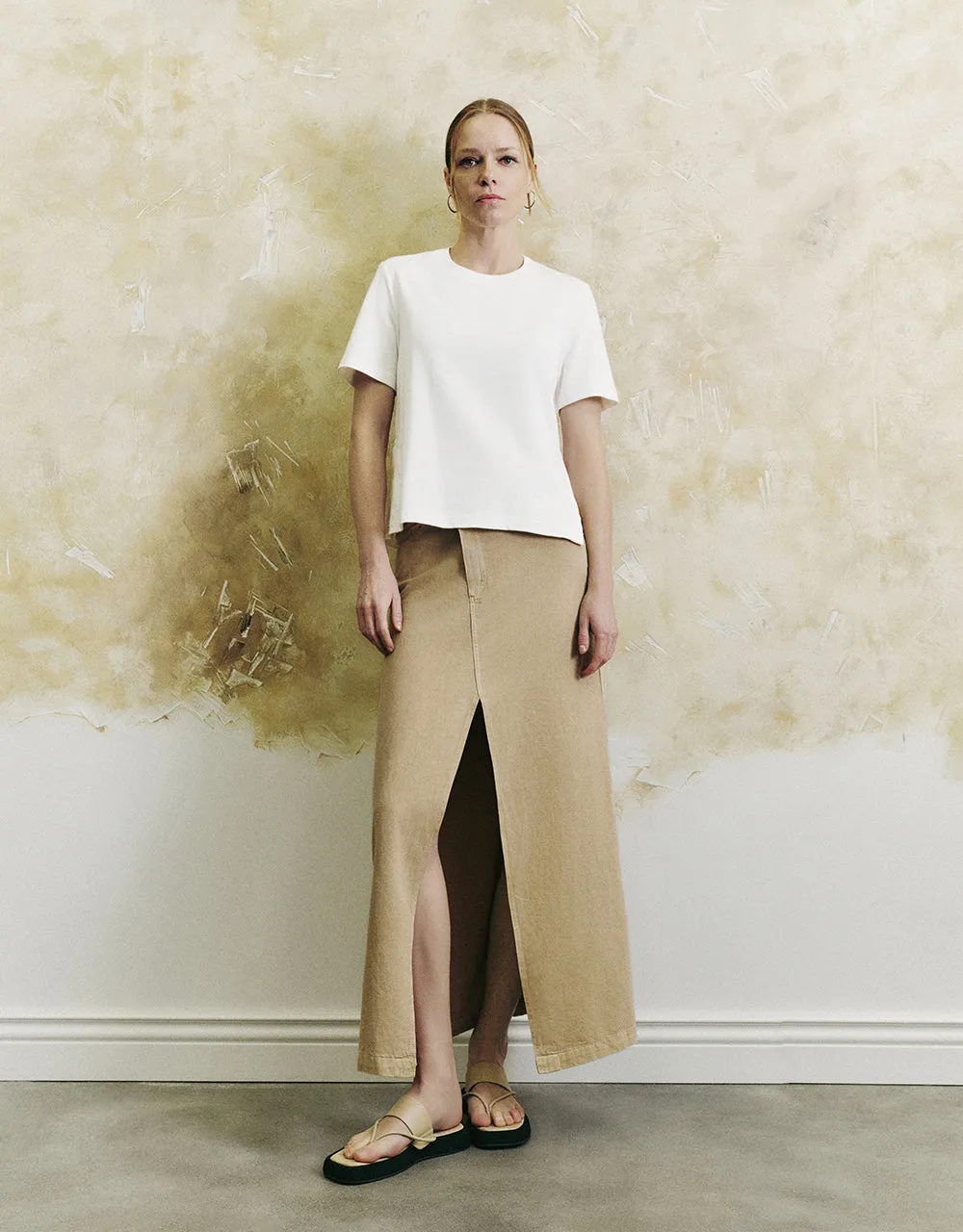 Split Hem Straight Denim Skirt