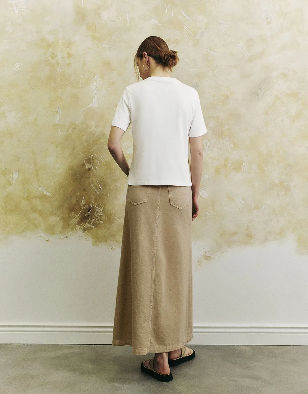 Split Hem Straight Denim Skirt