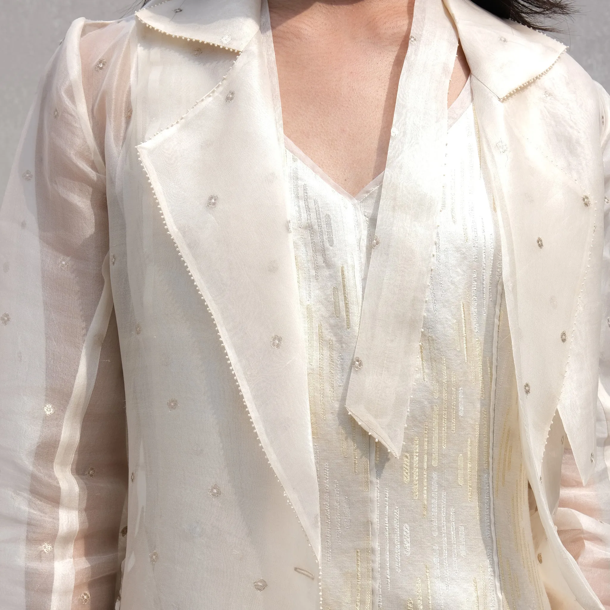 Spree Handwoven Jacquard Organza Trench