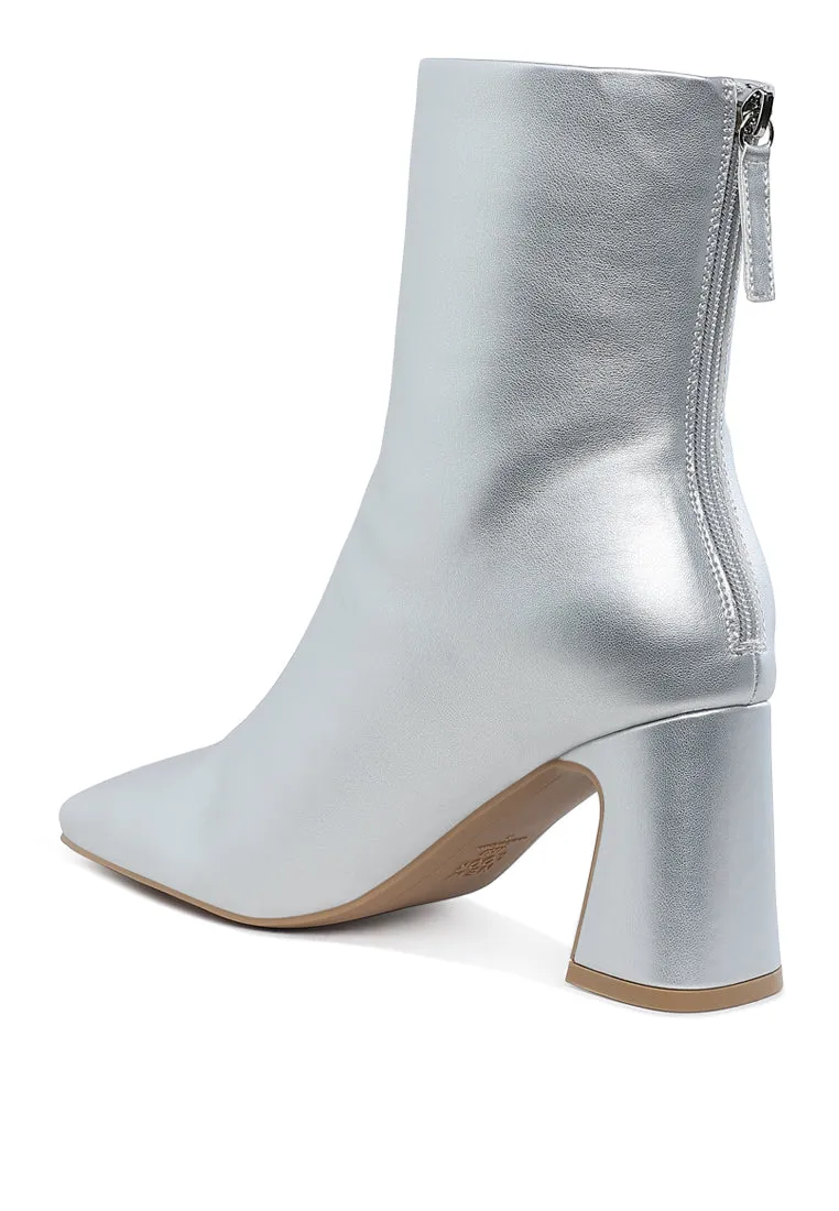 Square Toe Metallic Ankle Boots By RUW