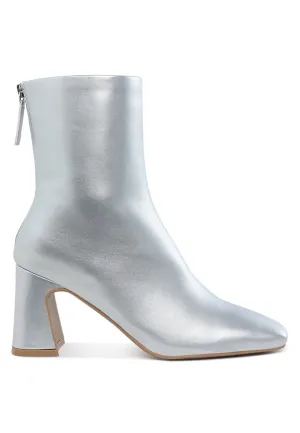 Square Toe Metallic Ankle Boots By RUW