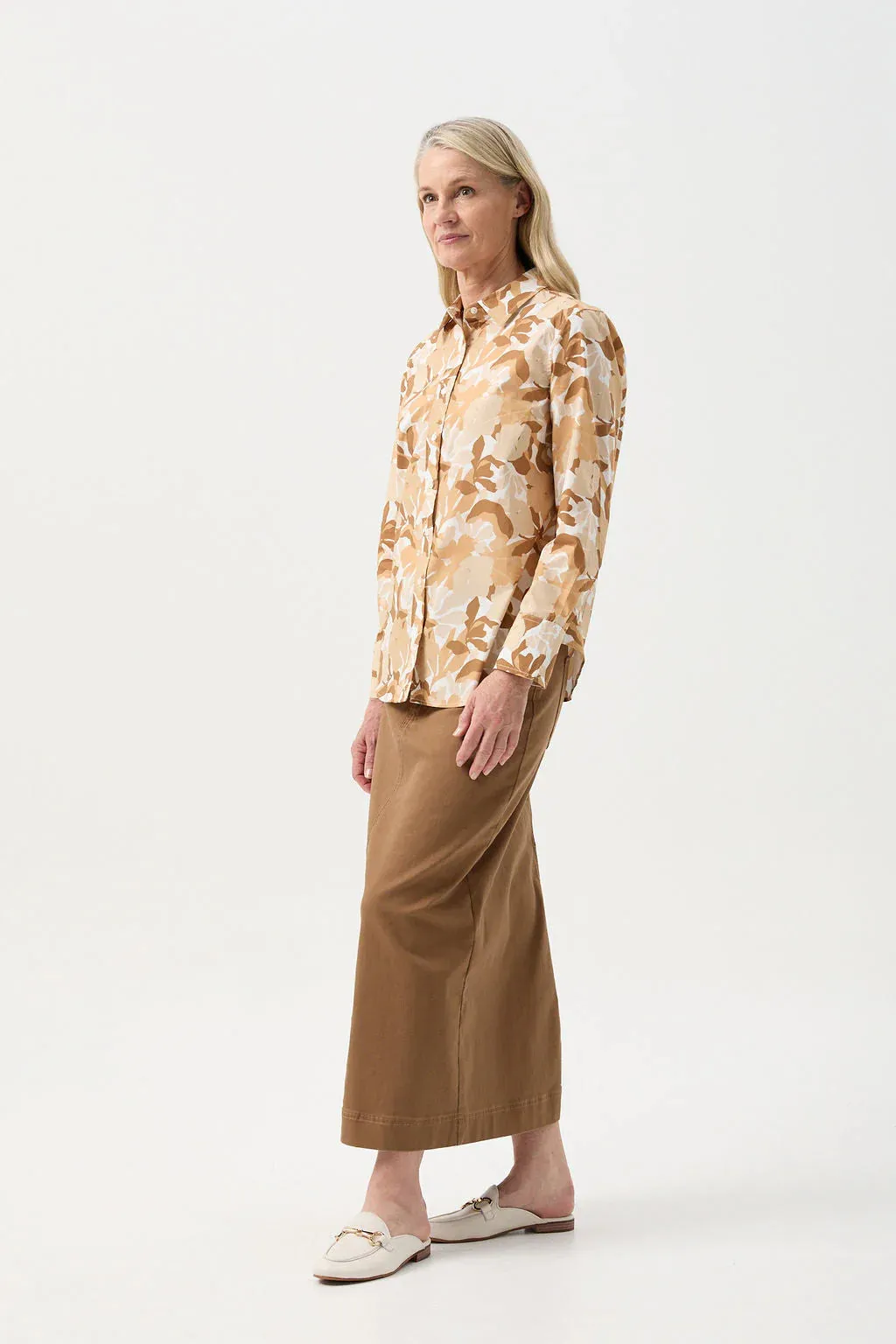 Straight Skirt With Back Split - Tobacco